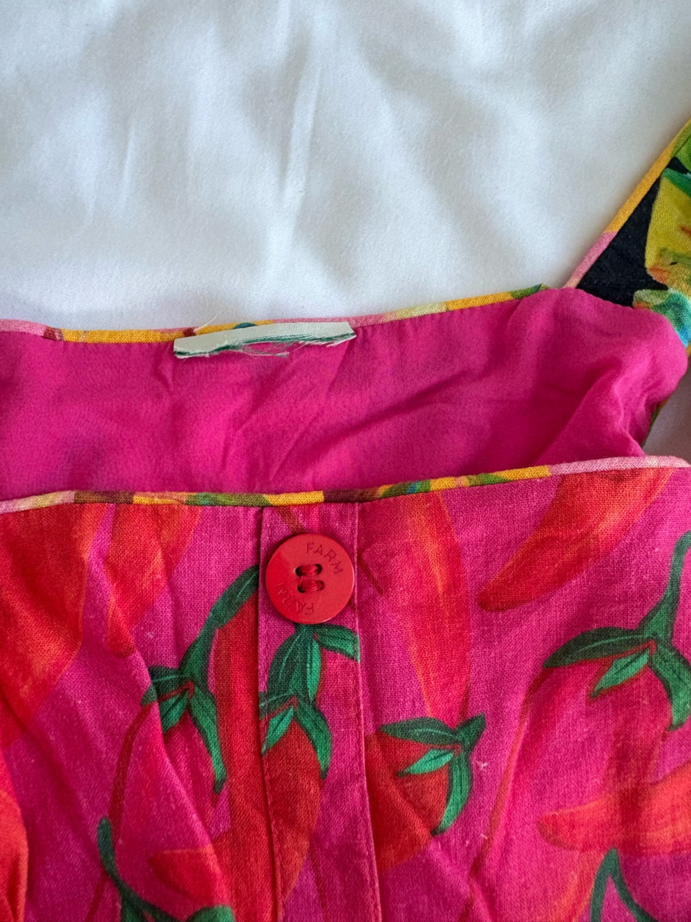 Farm Rio Cashews Chilli Bananas Linen Mini Dress M - Picture 7 of 16